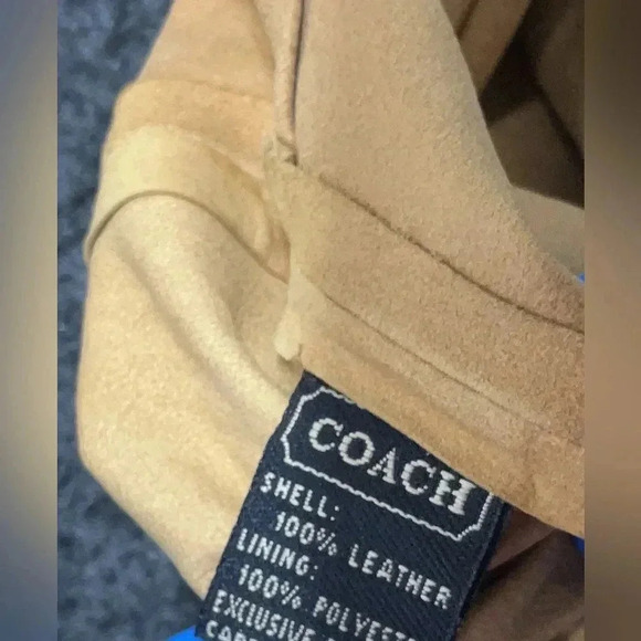 Vintage Coach Suede Leather Shirt Dress Snap Front Button Up Camel 6 Small S NEW - Picture 4 of 4
